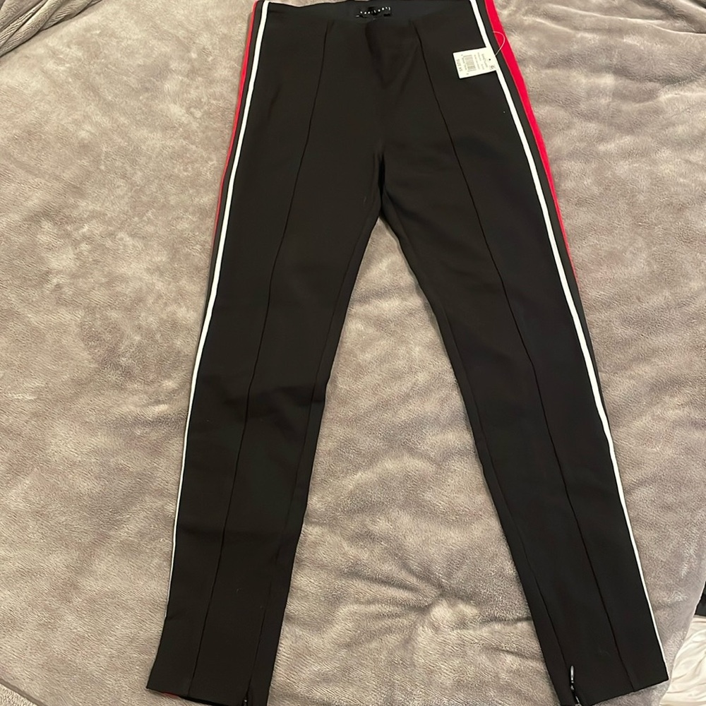 Sanctuary- racer stripe legging with ankle zip.